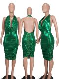 Sexy Low Collar Hot Stamp Midi Dress YD-8751