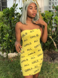 Wrap Chest Letter Print Mini Dress QZX-6282