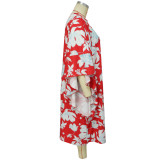 Plus Size Print Slit Irregular Dress NNWF-7853
