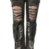Fashion Holes Micro Flare Jeans CM-8684