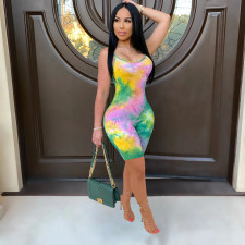 Tie Dye Print Sling Romper JH-337