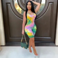 Tie Dye Print Sling Romper JH-337