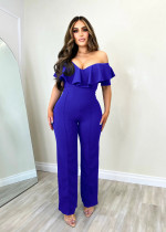 Sexy V Neck Ruffle Off Shoulder Jumpsuit MZ-2798