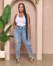 Fashion Holes Slash Zipper Jeans OD-8569
