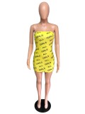 Wrap Chest Letter Print Mini Dress QZX-6282