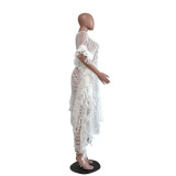 Solid Color Knits Hollow Tassel Two Piece Pants Set TR-1266
