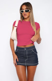 Solid Color Bandage Backless T Shirt MZ-2801