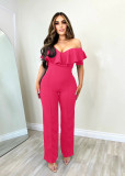 Sexy V Neck Ruffle Off Shoulder Jumpsuit MZ-2798