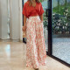 Fashion Bat Sleeve Shirts And Wide Leg Pant 2 Piece Set SHD-9616