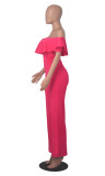 Sexy V Neck Ruffle Off Shoulder Jumpsuit MZ-2798