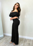Sexy V Neck Ruffle Off Shoulder Jumpsuit MZ-2798