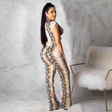 Snake Print Short Sleeve Two Piece Pants Set CHY-1365