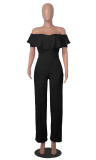 Sexy V Neck Ruffle Off Shoulder Jumpsuit MZ-2798