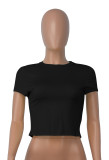 Solid Color Bandage Backless T Shirt MZ-2801
