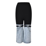 Fashion Patchwork Denim Micro Flare Pants YMEF-5285