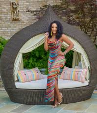 Sleeveless Colorful Print Slit Maxi Dress BGN-297