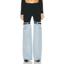 Fashion Splice Denim Straight Leg Pants LMDF-17A2013H