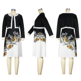 Solid Long Sleeve Jacket And Dress Two Piece Set XHSY-19584