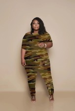 Plus Size Casual Print Short-sleeved Pajamas Set GDNY-2229