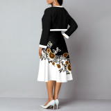 Solid Long Sleeve Jacket And Dress Two Piece Set XHSY-19584