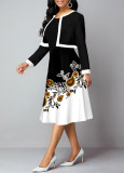 Solid Long Sleeve Jacket And Dress Two Piece Set XHSY-19584