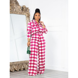Print Long Sleeve Shirt And Loose Pants 2 Piece Set DDF-88215