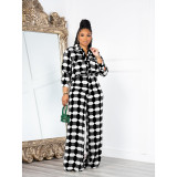 Print Long Sleeve Shirt And Loose Pants 2 Piece Set DDF-88215