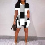 Fashion Print Slit Tops And Shorts Two Piece Set SHD-8058