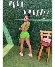 Solid Back Hollow Out Bandage Romper MDF-5377