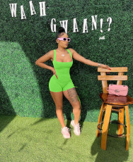 Solid Back Hollow Out Bandage Romper MDF-5377