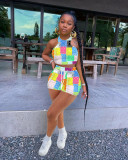 Fashion Print Halter Casual Sports Two Piece Set LM-8365