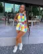 Fashion Print Halter Casual Sports Two Piece Set LM-8365