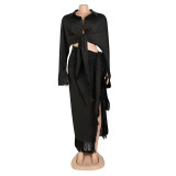 Long Sleeve Shirts And Tassel Skirts Two Piece Set AIL-244