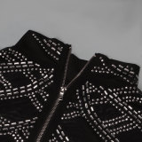 Plus Size Hot Drill Long Sleeve Mesh Two Piece Set NY-2745