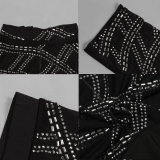 Plus Size Hot Drill Long Sleeve Mesh Two Piece Set NY-2745