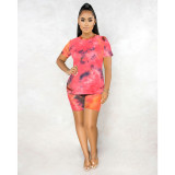 Tie Dye Print T Shirts And Shorts Two Piece Set XMY-9441
