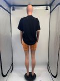 Print Short Sleeve Two Piece Shorts Set GDNY-1052