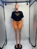 Print Short Sleeve Two Piece Shorts Set GDNY-1052