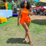Solid Color Ruffle Romper XHSY-19566