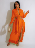 Long Sleeve Shirts And Tassel Skirts Two Piece Set AIL-244