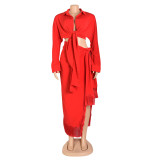 Long Sleeve Shirts And Tassel Skirts Two Piece Set AIL-244