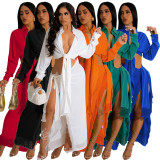 Long Sleeve Shirts And Tassel Skirts Two Piece Set AIL-244
