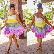 Fashion Multicolour Print Sling Dress GFYX-6509