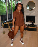 Trendy Short Sleeve Top+Shorts Two Piece Sets FENF-224