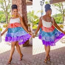 Fashion Multicolour Print Sling Dress GFYX-6509