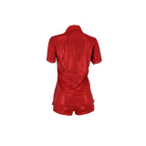Trendy Short Sleeve Top+Shorts Two Piece Sets FENF-224