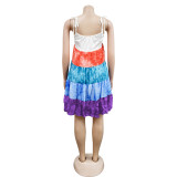 Fashion Multicolour Print Sling Dress GFYX-6509