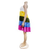 Fashion Multicolour Print Sling Dress GFYX-6509