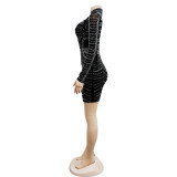 Mesh Hot Drill See Through Mini Dress BY-6385