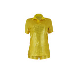 Trendy Short Sleeve Top+Shorts Two Piece Sets FENF-224